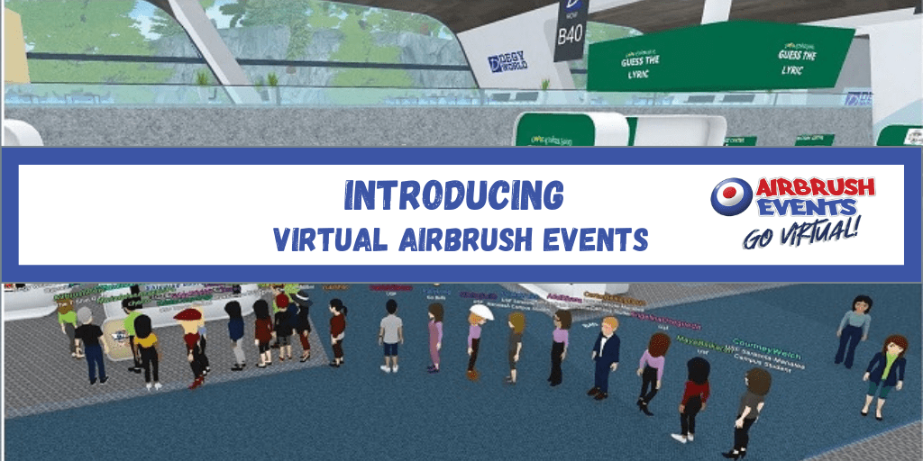 a long line of people wait virtually for a virtual airbrush event