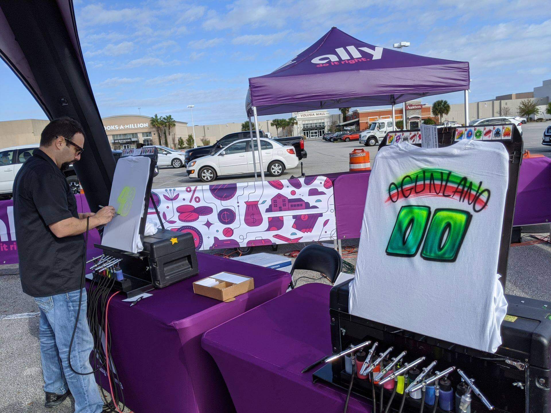 Custom airbrush shirts from an airbrush artist for parties.