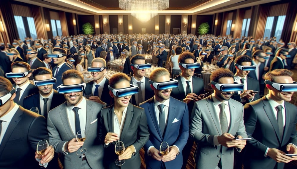 Corporate Event Guests Wear VR Headgear - Corporate Event Planning