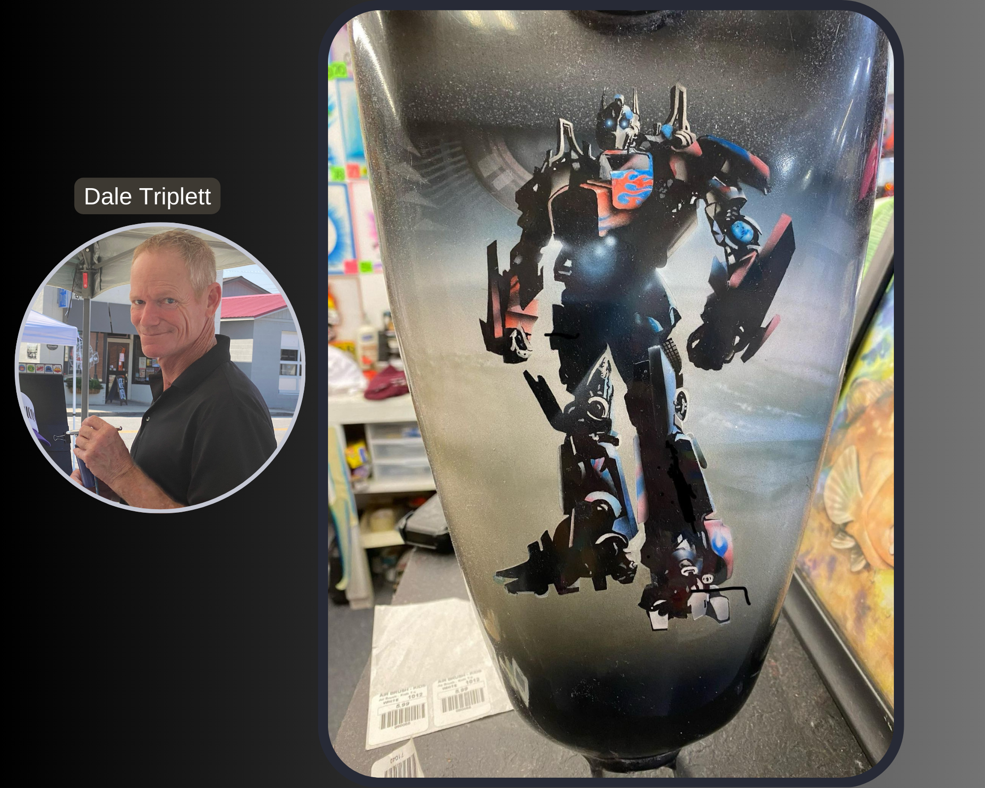 Airbrushing Optimus Prime was one artist's favorite project. 
