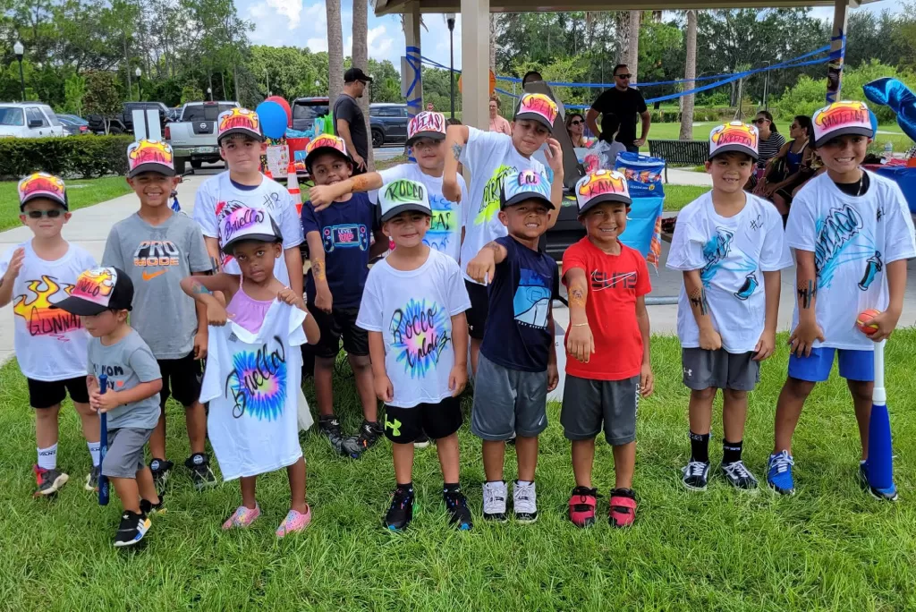 Airbrush Events offers a unique idea for party favors, including airbrush shirts.