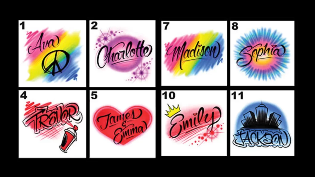 some of our favorite designs for personalized airbrush party favors.